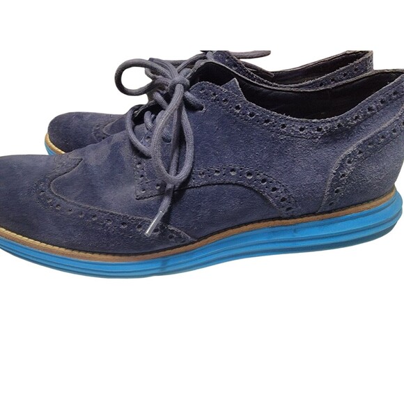 Cole Haan Mens Shoes Blue Suede Wingtip Oxfords C23720 Size 11 M main image 8